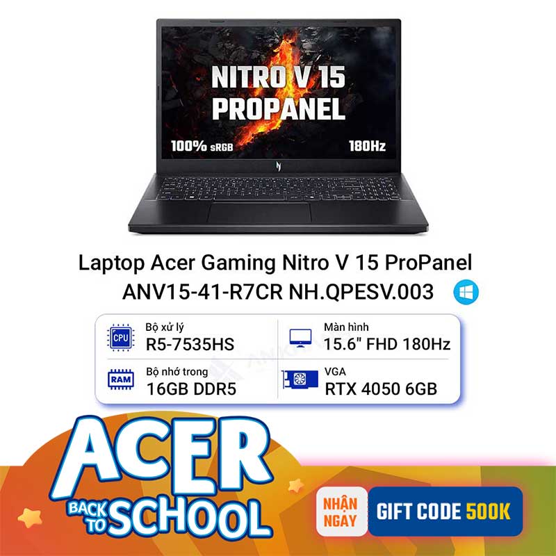 Laptop Acer Gaming Nitro V 15 ProPanel ANV15-41-R7CR NH.QPESV.003