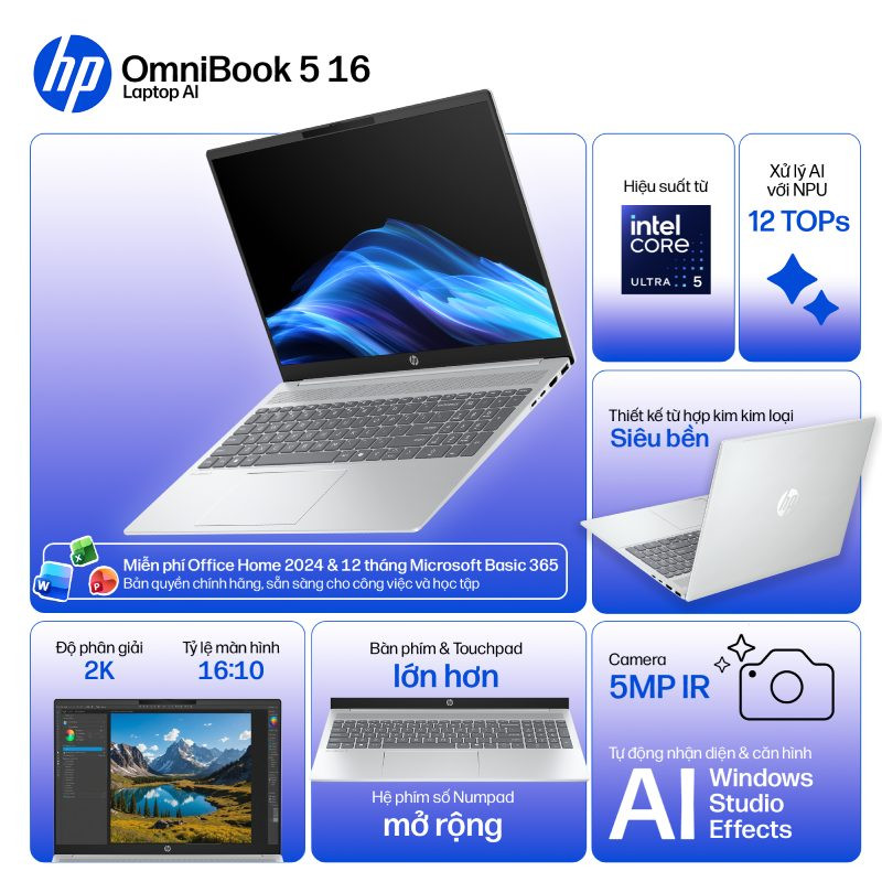 Laptop HP OmniBook 5 AI 16-af1046TU BZ7Q8PA
