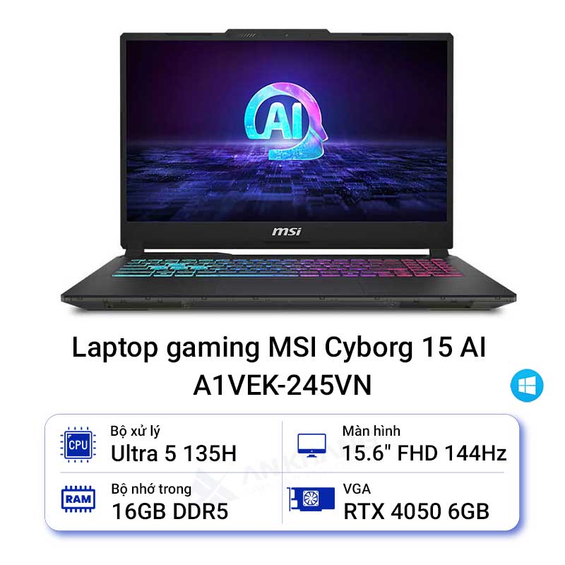 Laptop gaming MSI Cyborg 15 AI A1VEK-245VN