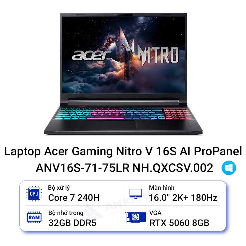 Laptop Acer Gaming Nitro V 16S AI ProPanel ANV16S-71-75LR NH.QXCSV.002