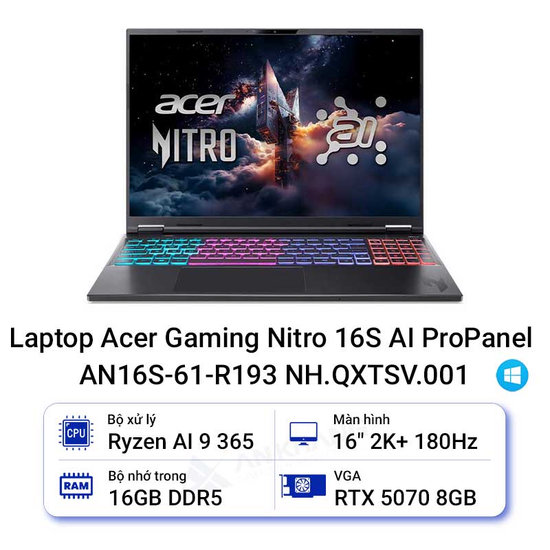 Laptop Acer Gaming Nitro 16S AI ProPanel AN16S-61-R193 NH.QXTSV.001