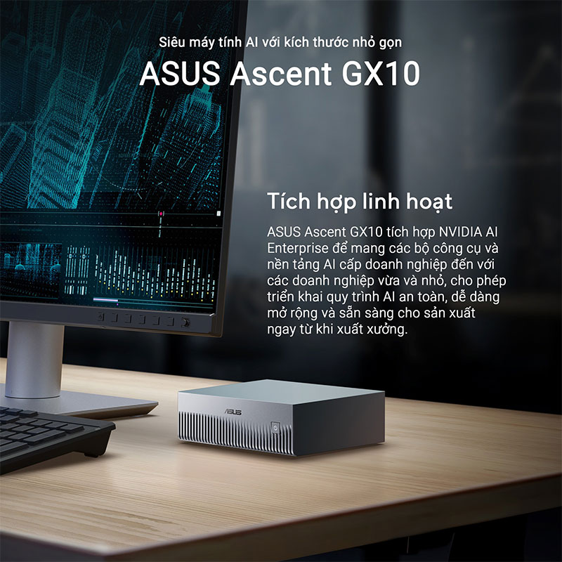 Máy tính Mini PC AI ASUS Ascent GX10 GX10-GG0012BN (NVIDIA GB10 | 128GB RAM | 1TB SSD)
