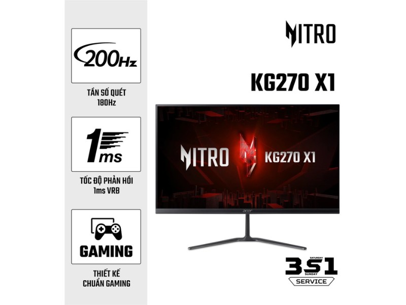 Màn hình gaming Acer Nitro KG270 X1 UM.HX0SV.101 (27 inch - FHD - IPS - 200Hz - 1ms - Loa)
