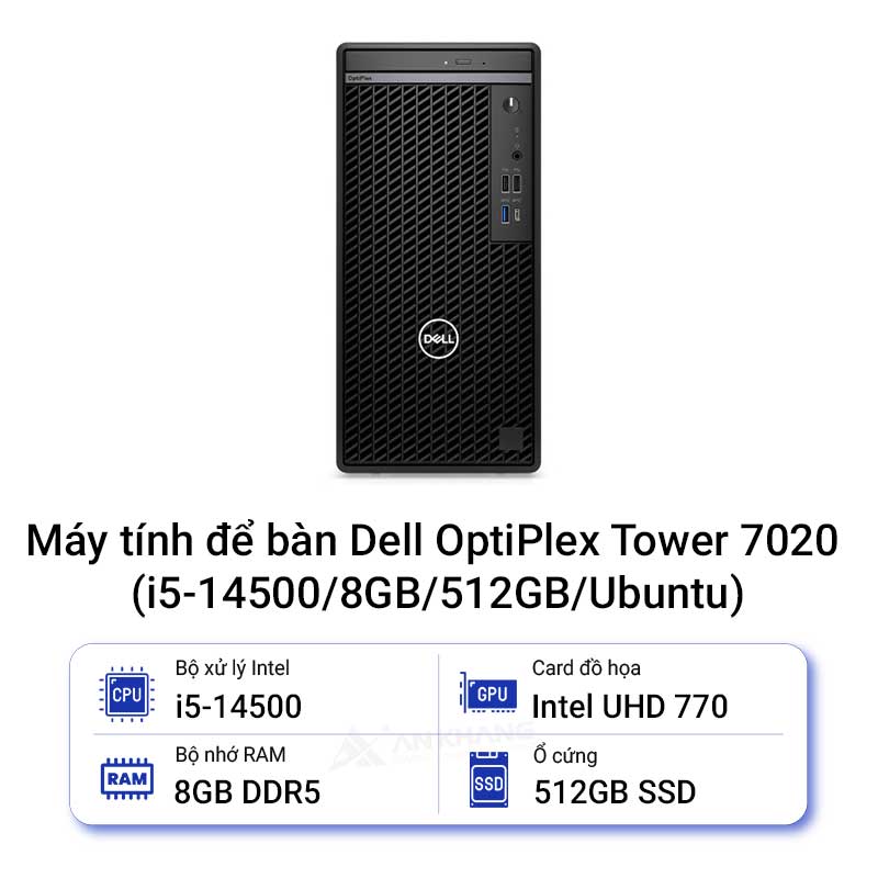 Máy tính để bàn Dell OptiPlex Tower 7020 (i5-14500/8GB/512GB/Ubuntu)