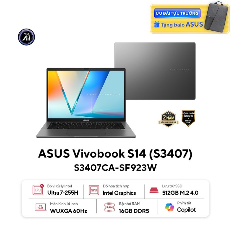 Laptop ASUS Vivobook S14 S3407CA-SF923W