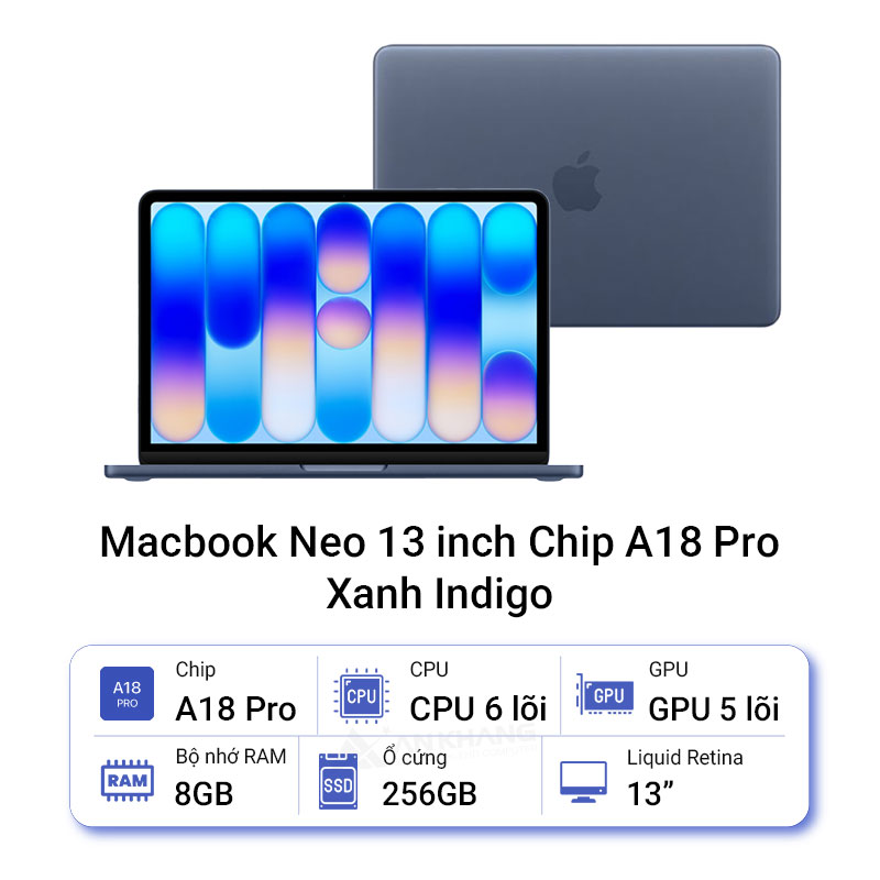 Macbook Neo 13 inch Chip A18 Pro 6CPU/5GPU/8GB/256GB - Indigo (MHFF4SA/A)