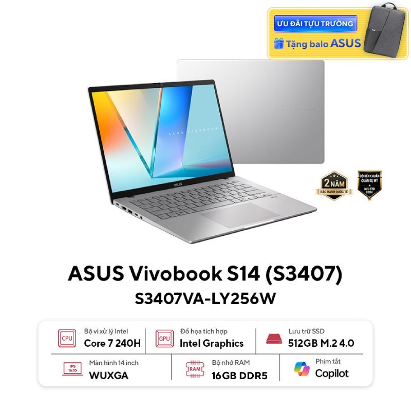 Laptop ASUS Vivobook S14 S3407VA-LY256W